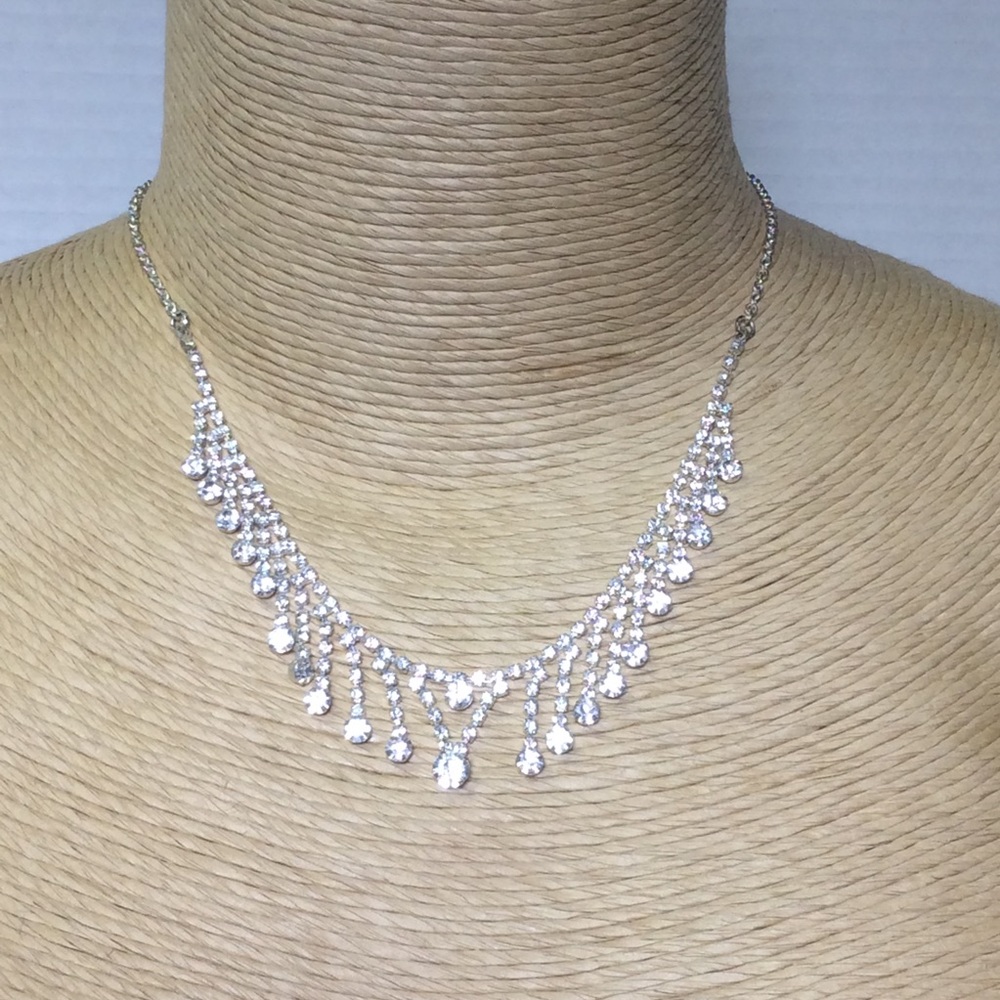 C RSVP Silver Clear Crystal Necklace & Earrings